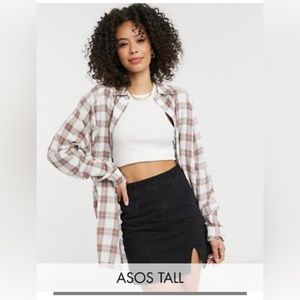 ASOS Tall brown beige and white flannel